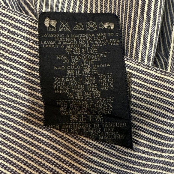 Zegna Sport Striped Size Large Button Down Long Sleeve Dress Shirt Blue White - Picture 8 of 8